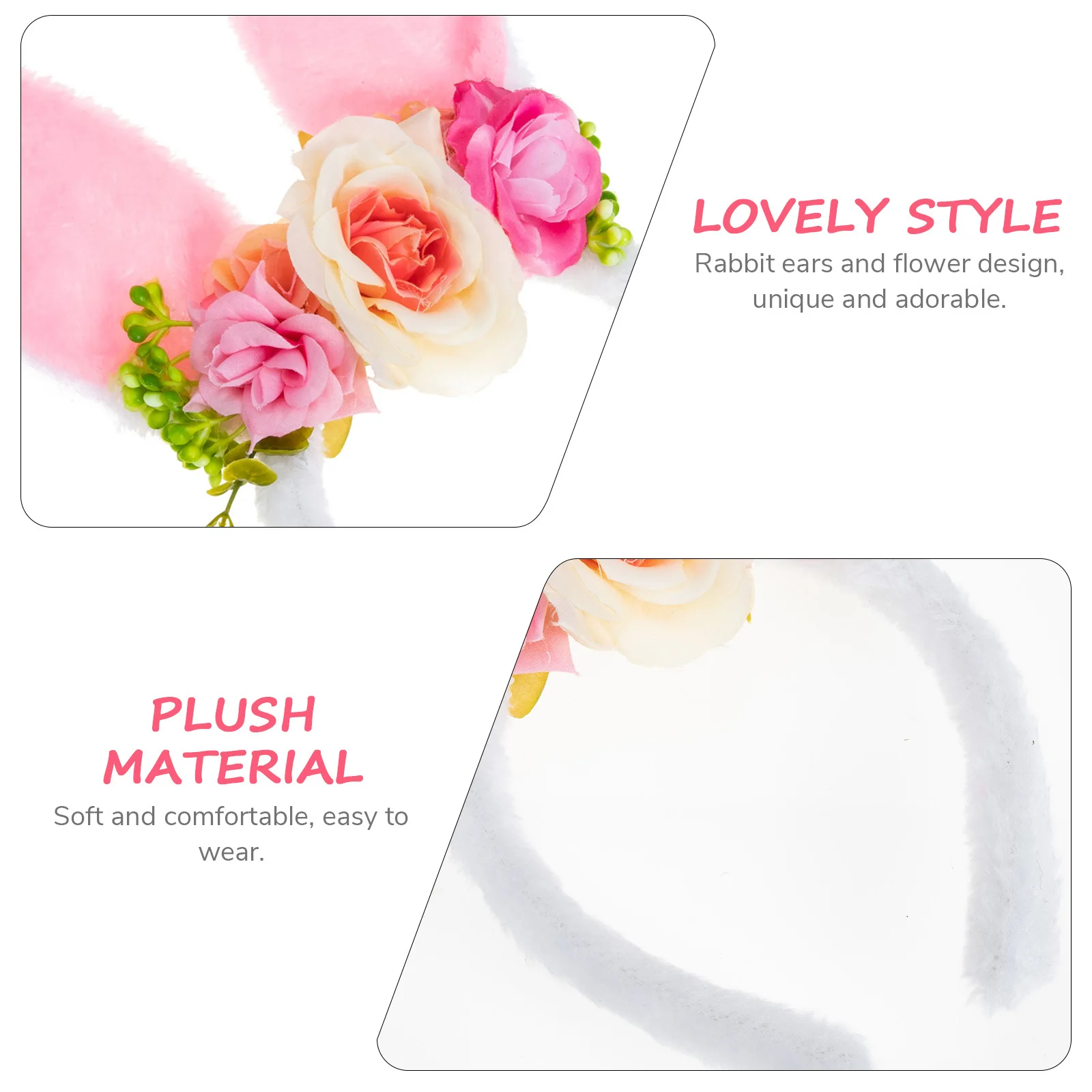 

Ear Hair Accessories Bunny Dressy Headband Rabbit Ears Tail Pink Heart-shaped