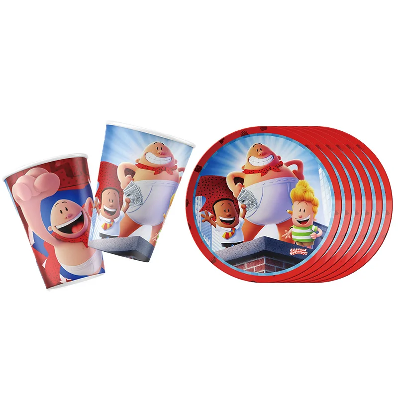 Captain Underpants party Tableware Party Supplies Boy Birthday Party Decorations Balloon Paper Plate Cup Tablecloth