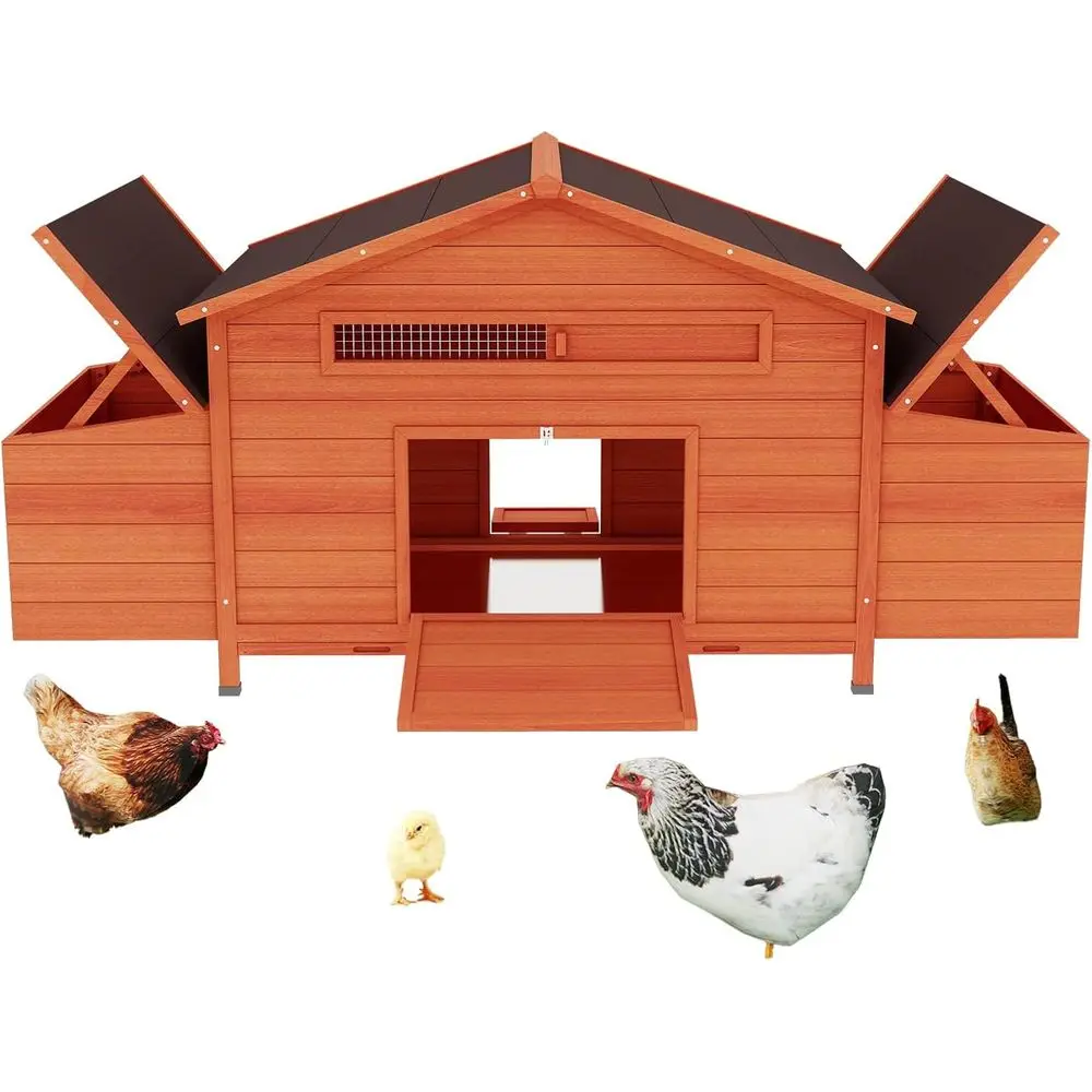 

Spacious Outdoor Chicken Coop with Run, Hen House, Nesting Box, Waterproof & UV-Protected, Ideal for Rabbits and Small Animals