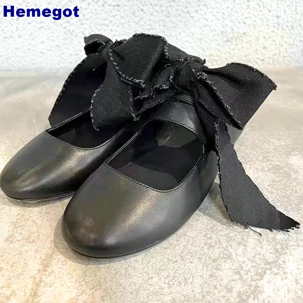 

Round Toe Bowknot Mary Jane Shoes 2024 Summer New Casual Shallow Comfortable Street Flat Shoes Black Fashion Women Pumps