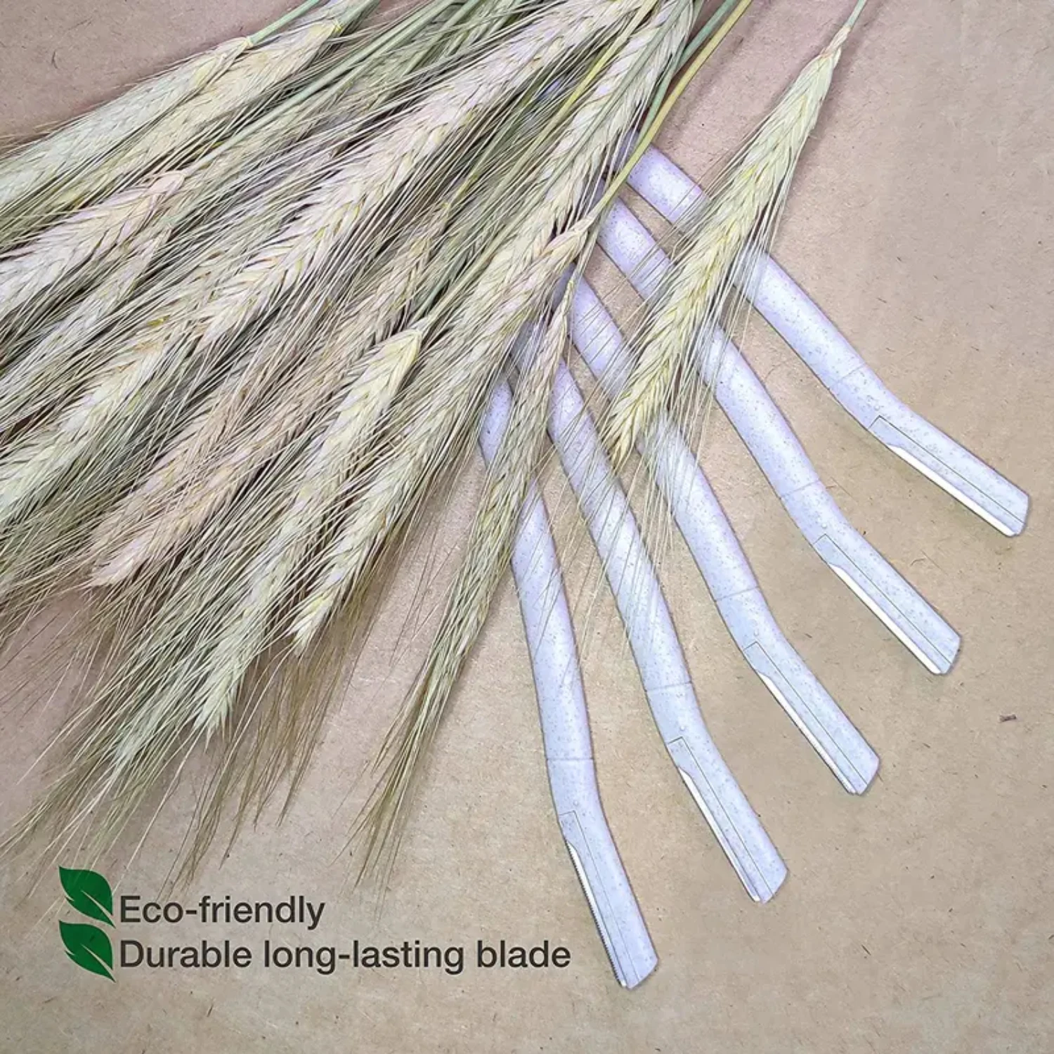 Navalha de sobrancelha de palha de trigo biodegradável suave e ecológica - Ferramenta de beleza sustentável para homens e mulheres, Shav facial perfeito