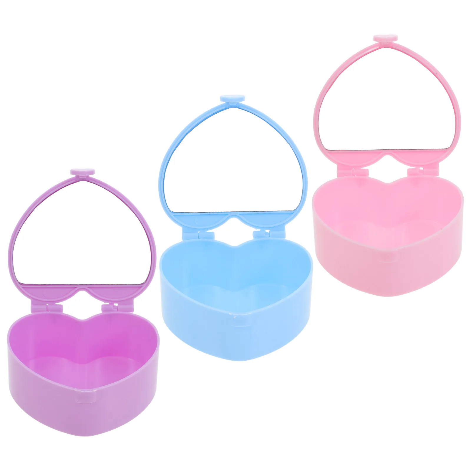 

3Pcs Heart Jewelry Box Small Plastic Storage Case Travel Jewelry Organizer Ring Earring Organizer Storage Box