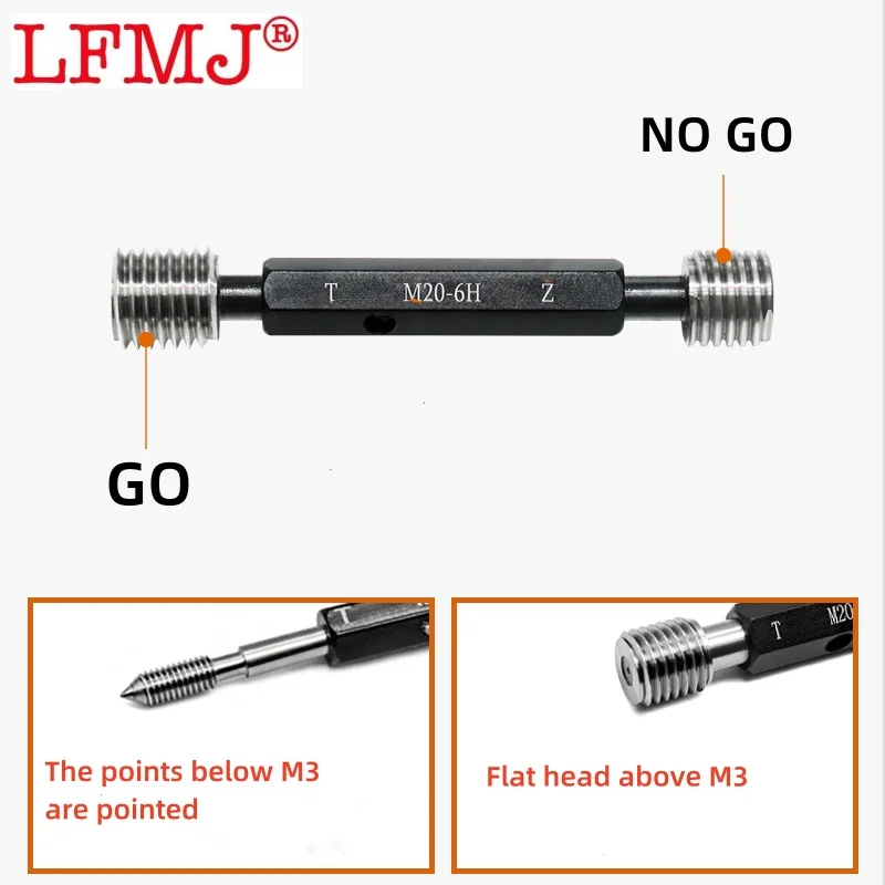 Imagem -03 - Parafuso Métrico Padrão Tooth Thread Plug Gauge Aço 6h Ferramenta de Medição Alta Qualidade Atacado 1pc