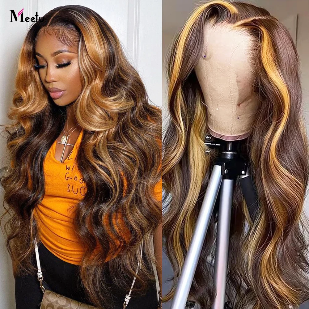 

30 Inch Highlight Wig Human Hair Body Wave Lace Front Wig 13x4 Honey Blonde Lace Front Human Hair Wigs For Women 4x4 Closure Wig