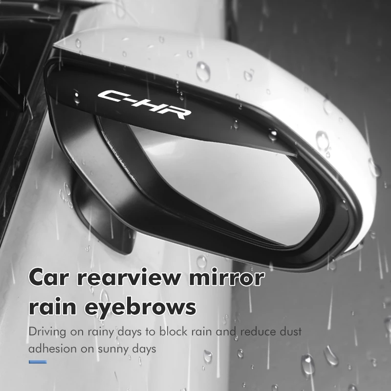 2pcs Car Rearview Mirror Rain Rainy Shield Guard Rain Eyebrows For Toyota C-HR CHR Logo 2016 2017 2018 2019 2021 2022 Fortuner