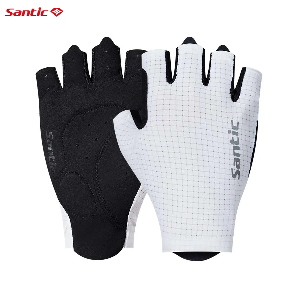 Santic Men's Summer Cycling Gloves Short Finger Highway MTB Bike Breathable Thin Cycling Half Finger Gloves TZ25P222