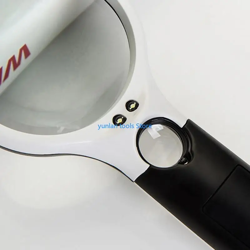 

50LB Glass with Light 3X 45X Illuminated LED Magnifier Handheld Lighted Glasses for Seniors/Low for Vis