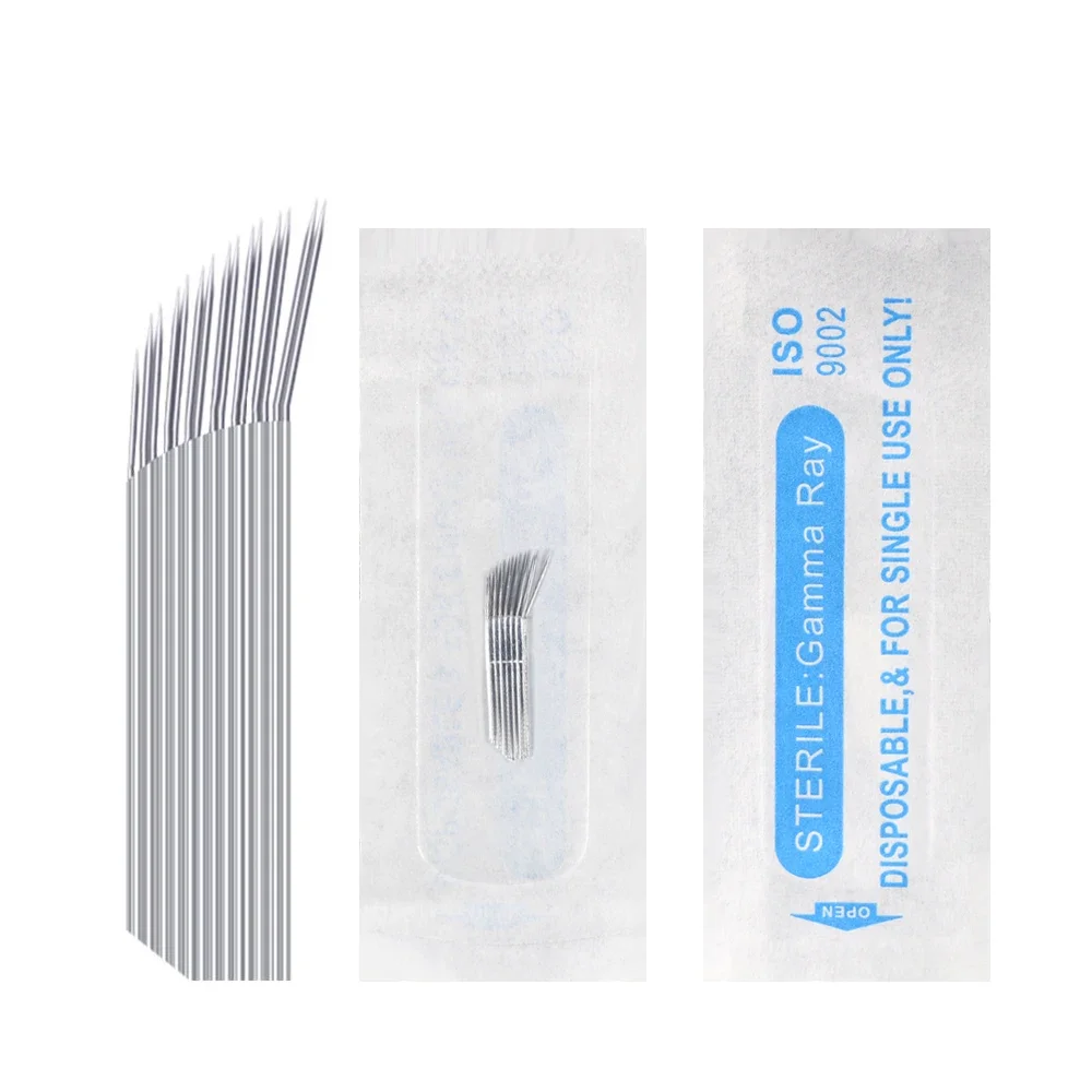 50/10pcs Microblading Needle 15 Pins 2 Row Sector Disposable Eyebrow Permanent Makeup Lip Blade For 3D  Microfiber Manual Pen