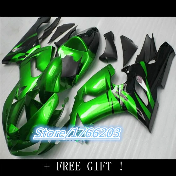 Fairings Kit For Kawasaki Ninja Zx6r 636 2005 2006 ZX-6R 05-06 Green Black Fairing Bodywork Ning