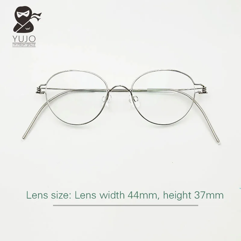 Handmade Pear Shaped Eyeglass Frame with Simple Design and Screw Free Ultra Light Metal Frame for Both Men and Women