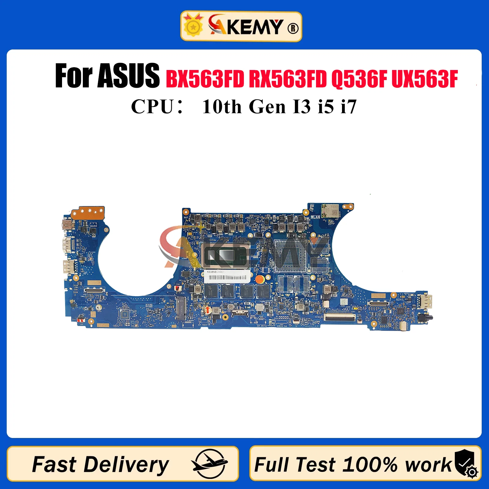 

UX563FA Материнская плата для ноутбука ASUS ZenBook UX563 BX563FD RX563FD Q536FD UX56FA UX56FD Материнская плата для ноутбука 10-го поколения I3 i5 i7