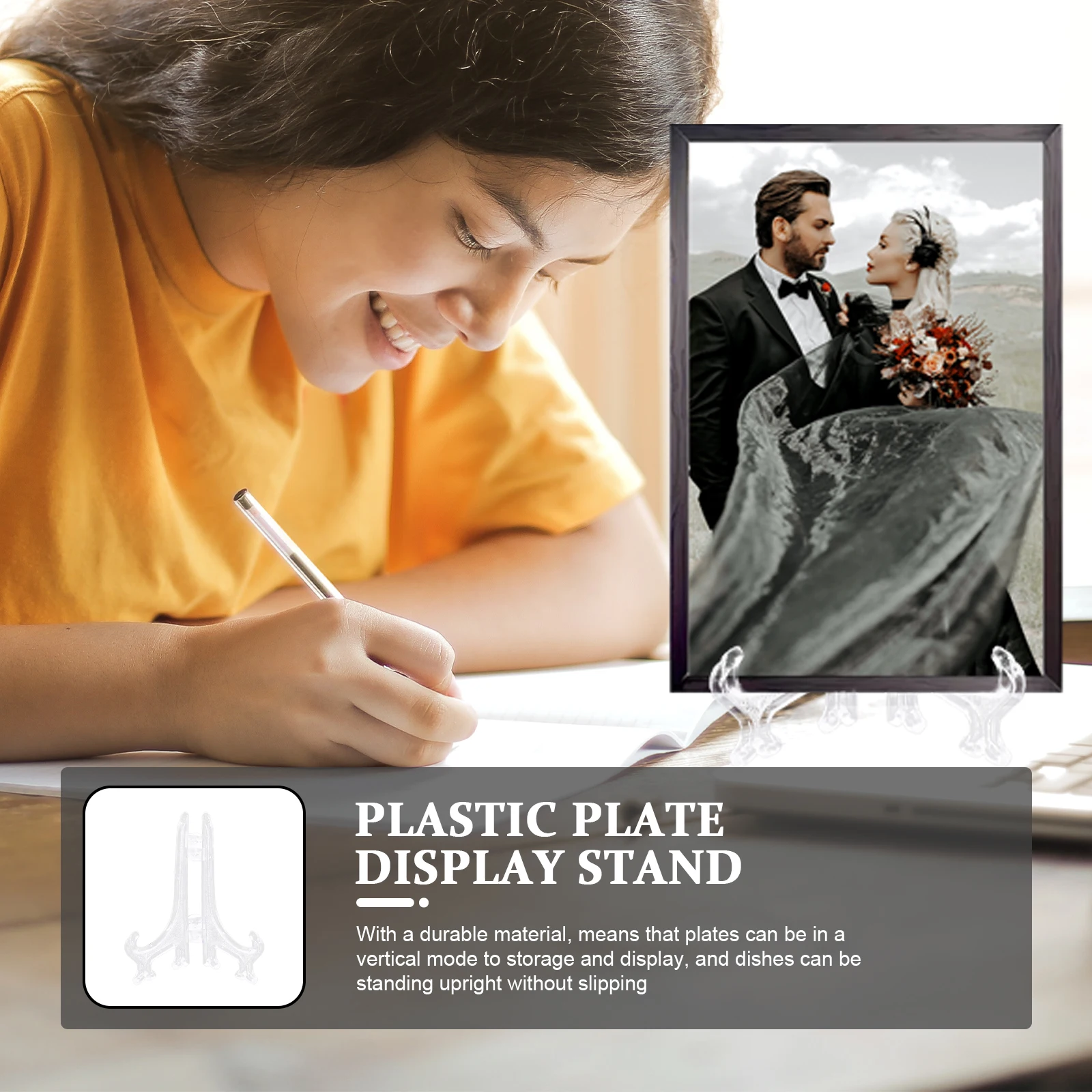 

12 Pcs Easel Photo Frame Bracket Holder Stand Plate Stands Easels Holders Desk Plastic Display Clear