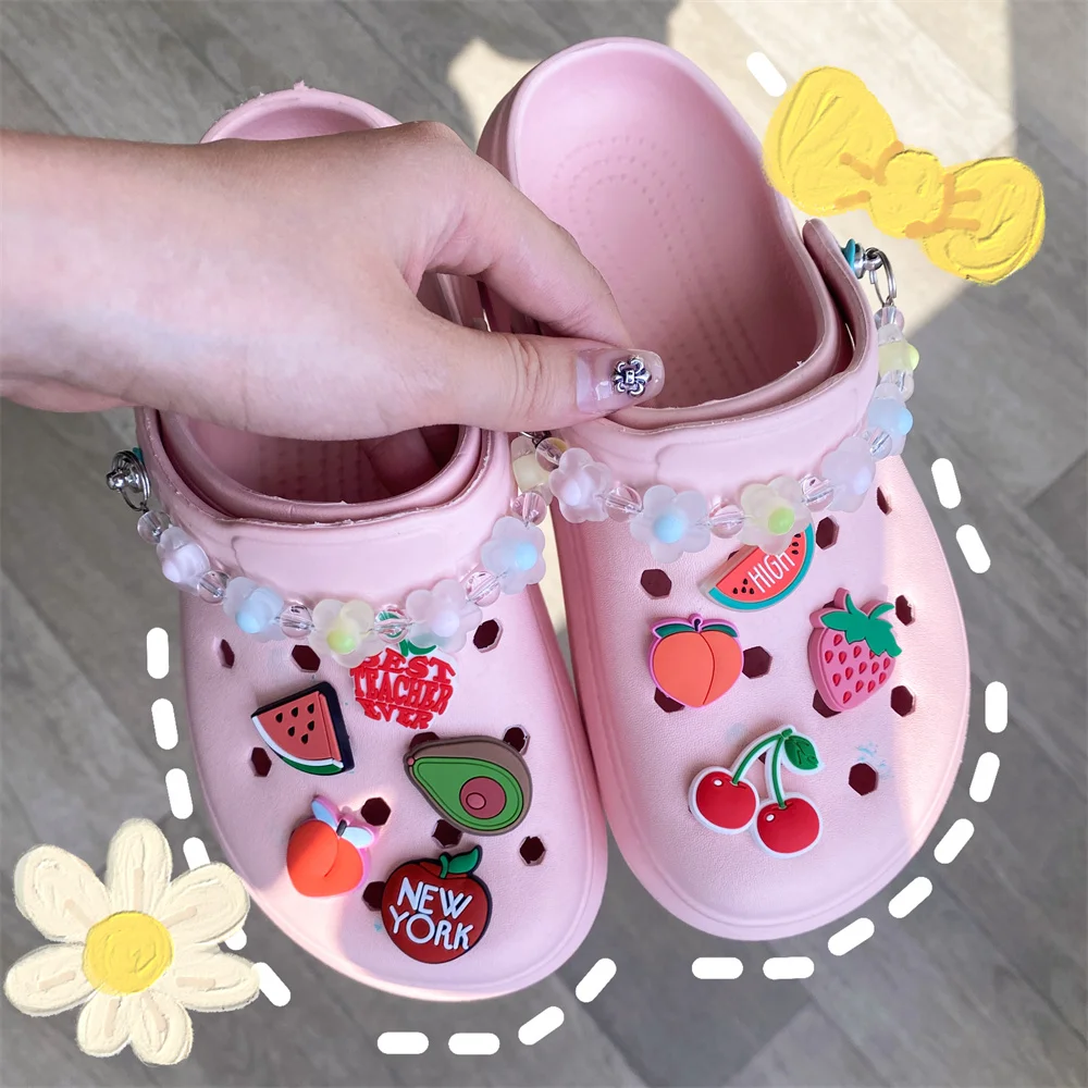 Estilo Pop Fruit Shoe Decoração Charms, Encanto De Traço Dos Desenhos Animados, Maçãs Vermelhas, Morango Rosa, Melancia, Favor De Festa