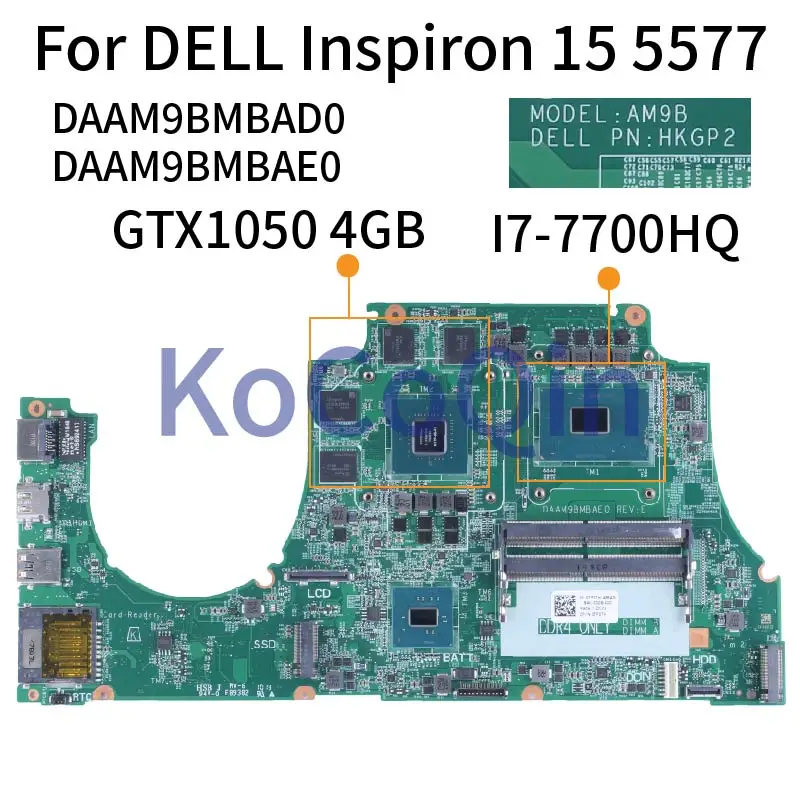 MODEL:AM9B HKGP2 For DELL Inspiron 15 5577 Notebook Mainboard  0TF0TH 0318DK DAAM9BMBAD0 DAAM9BMBAE0 Laptop Motherboard DDR4