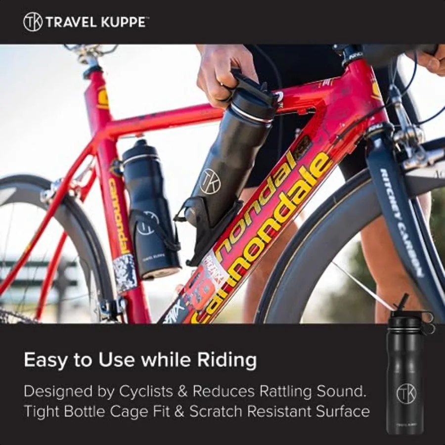 Vacuüm geïsoleerde fietssportwaterfles Fietswaterfles geïsoleerd met rietje Sip-deksel Roestvrijstalen fietswaterfles Spor