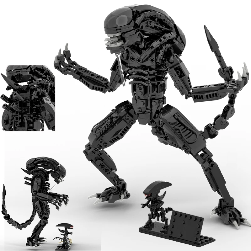 New MOC  Aliens Drooling Monster Building Blocks Xenomorph Action Figure Toys Parasitoid DIY Bricks Gifts For for Adult