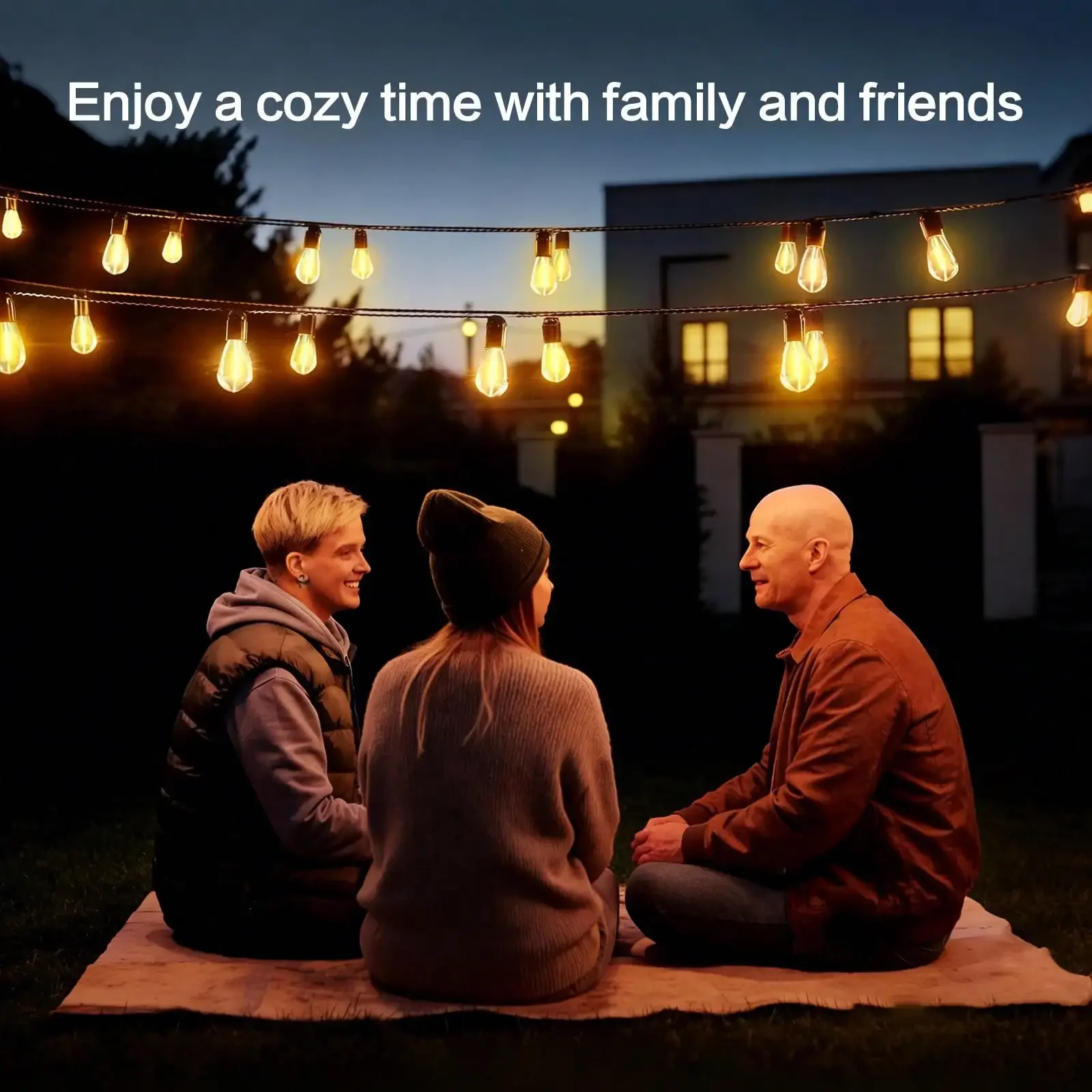 50/100FT Outdoor String Lights With 12 S14 Edison Vintage Bulbs, Connectable Outdoor Patio Lighting, Waterproof And Shatterproof For Porch, Backyard, Cafe