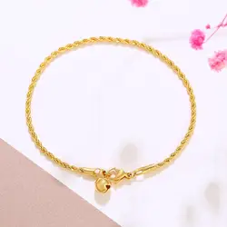 XP Jewelry -- 18cm Small Rope Bell Bracelet For Women Men Pure Gold Color Fashion Jewelry Lead and Nickel Free