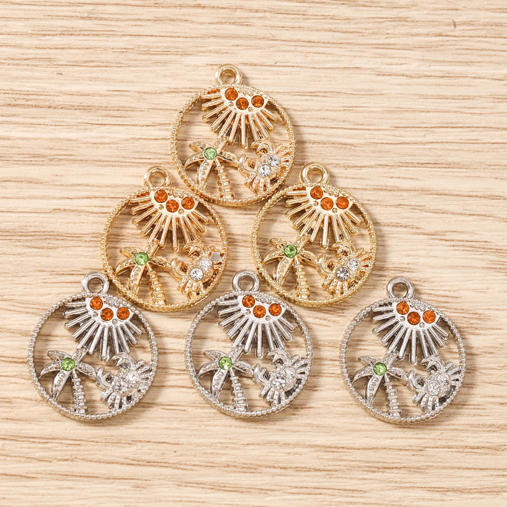 Tusember 10 Stück Exquisite Sommer-Strand-Sand-Kokosnuss-Sonnen-Krabben-Anhänger für süße Ohrringe, Schmuckherstellung und Accessoires – Detail 6