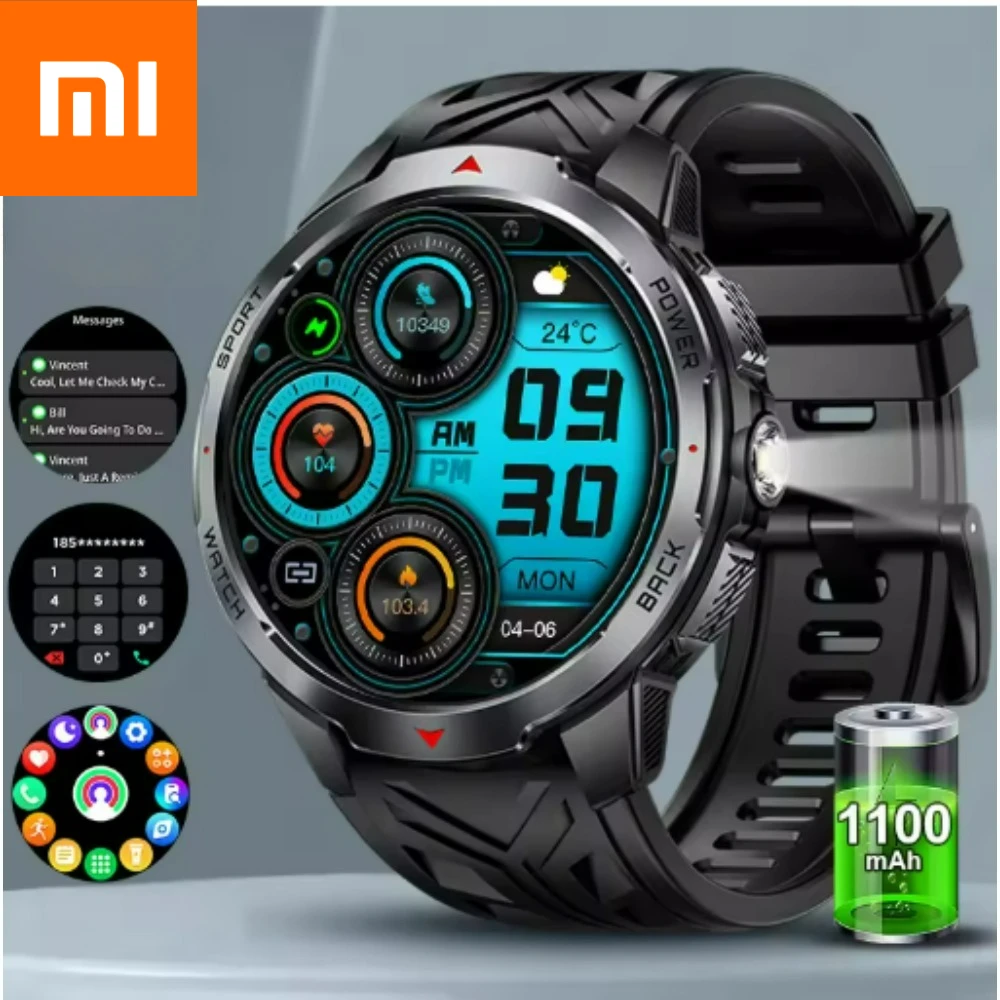 

Xiaomi 1100 мАч военные уличные умные часы мужские 1,7-дюймовый дисплей компас спортивные часы IP68 водонепроницаемые Bluetooth умные часы с вызовом