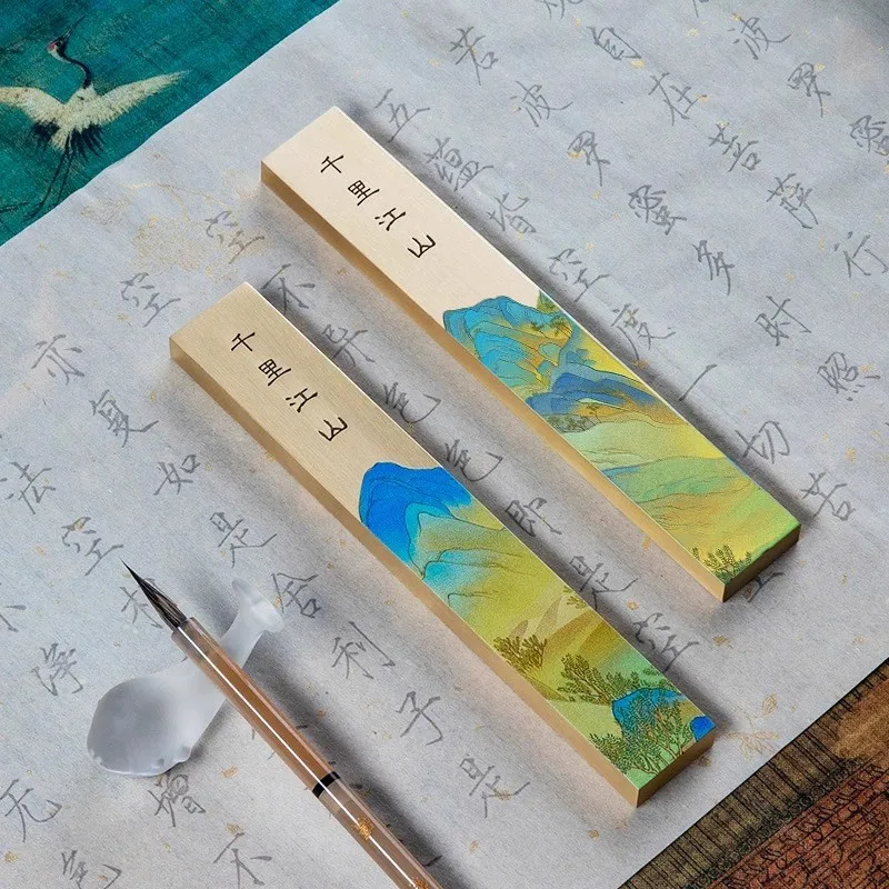 

Rectangle Chinese Brass Paperweight, Multi-functional Brush Rest and Desk Decor, Gift for Calligraphy