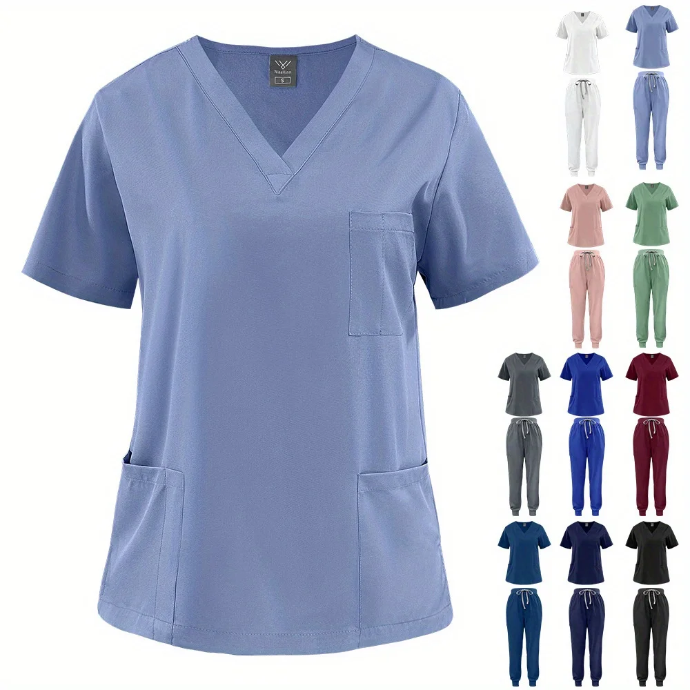 

Beauty Salon Unisex Work Tops Set - Identical Short-Sleeved Stretch Matte Tops for Men & Women