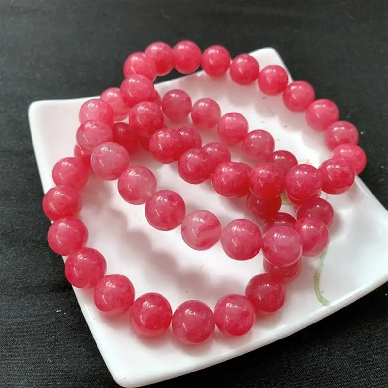 11MM Natural Rhodonite Bracelet Women Reiki Fengshui Healing Energy Strand Bangles Fashion Jewelry Gift 1PCS