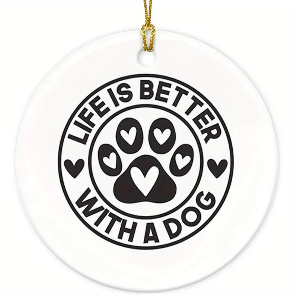 زخرفة معلقة من السيراميك - زخرفة دائرية مقاس 3 بوصات، زينة للعطلات مطبوعة من جانب واحد، مناسبة لعيد الميلاد ورأس السنة الجديدة