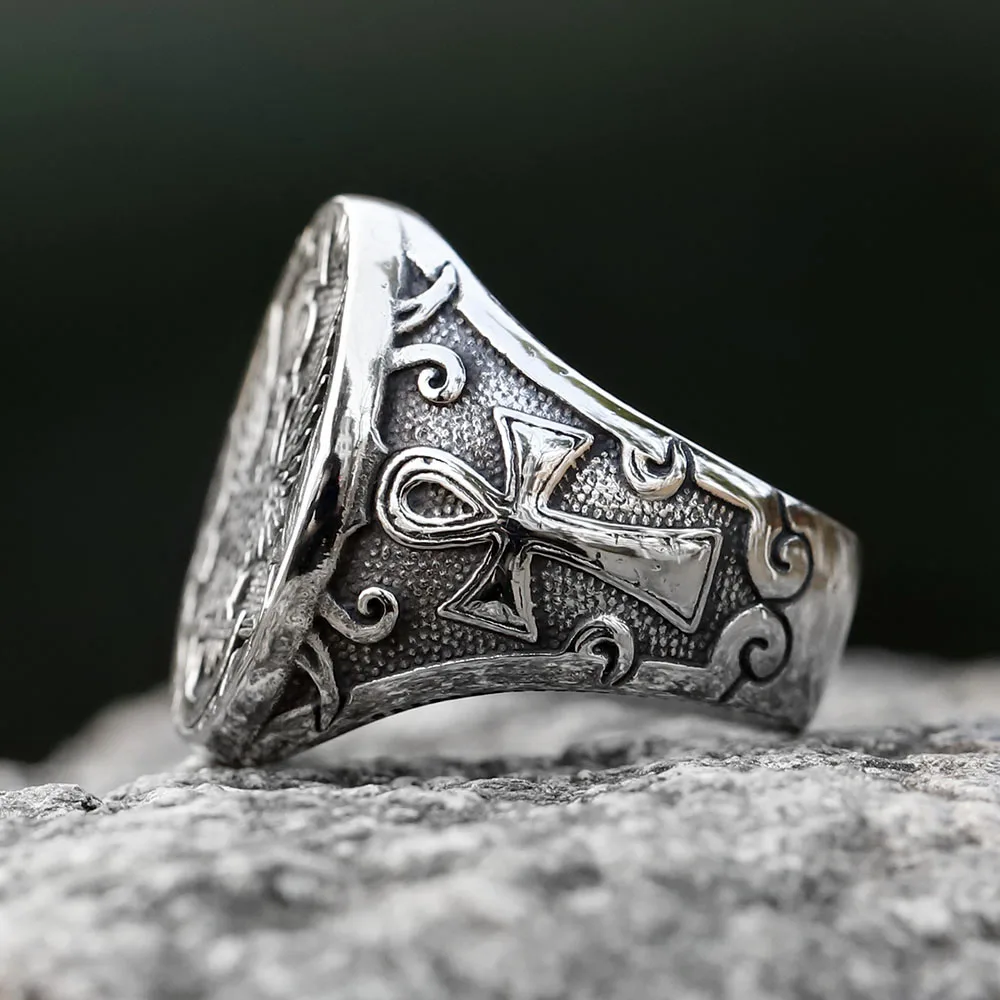 new Vintage Cool Stainless Steel Eagle Man Ring With A Coat Of Arms Of The Russian Product High Quality FASHION Jewelry