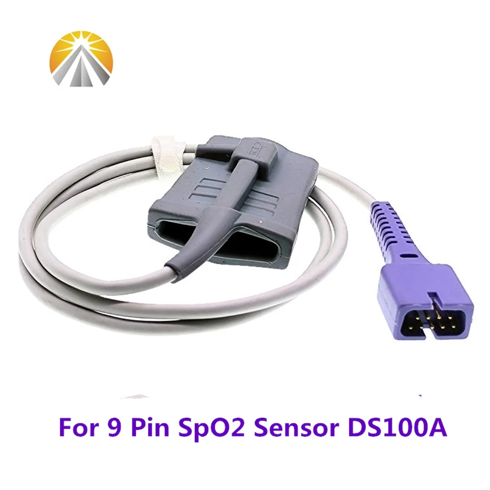 DS100A 9 Pin Reusable SpO2 Sensor 0.9 Meter with Oxi Tech Adult Pediatric Child Neonate Size Multi Brand Patient Monitor