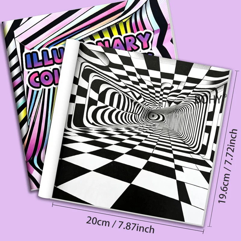 1 Adult Decompression Abstract Coloring Album 3D Illusion Themed Coloring Patterns 24 Pages Casual Graffiti for Home and Leisure