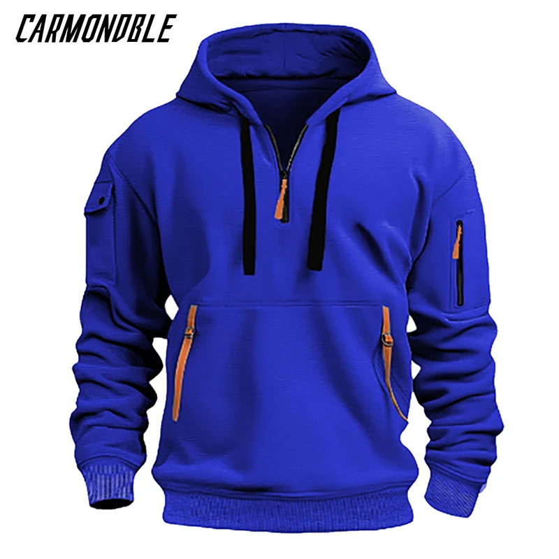 Triathlon Hoodids Motocross Hooded Warm Sweatshirt CARMONDBLE Mountain Bicycle Sportswear Men's Bike Tops Cycling MTB Tracksuit