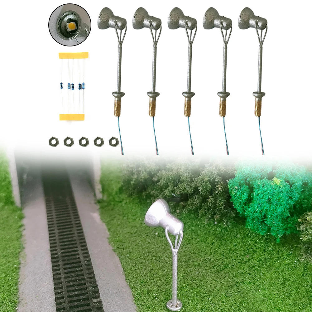 5pcs OO / HO Scale Model Making Railway Train Lamp Street Lights Miniature 12V LED For Garden Scenery Lanterns Retro Landscape