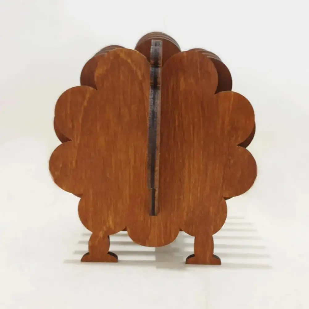 Sheep-shaped Wood Placemats Sheep Coaster Set 7pcs Wooden Sheep Coasters Set 3d Puzzle Drink Coasters Cute Dining Table for Home