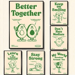 Retro Quotes Poster Love Yourself Stay Strong Print Canvas Vintage Cowboy Green Trendy Painting Dorm Wall Decor Daily Reminders