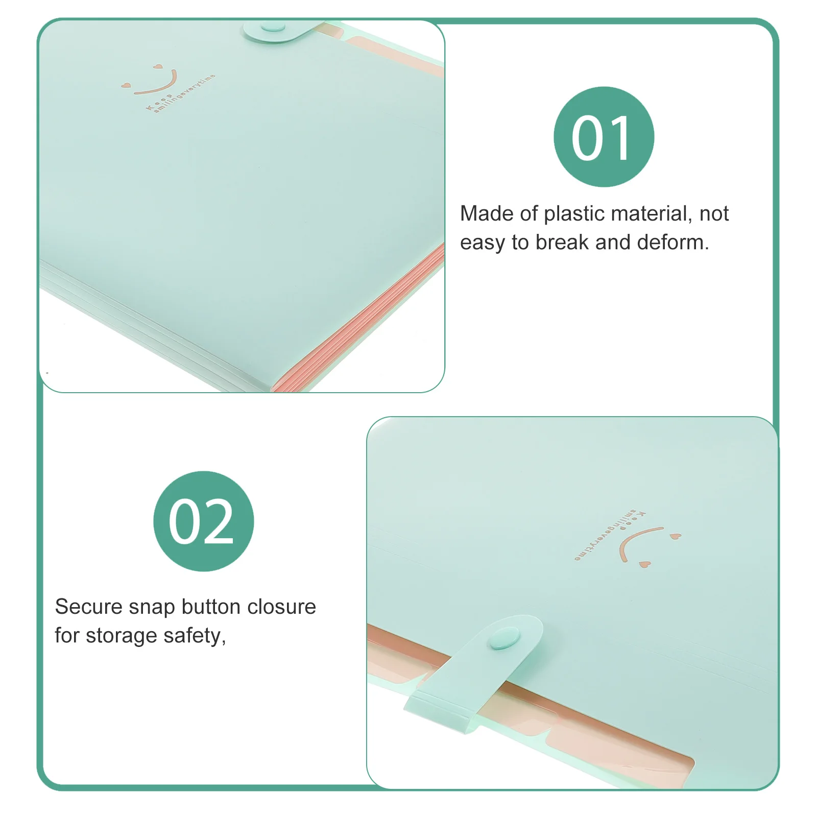 

Creative Folders Candy Color Plastic Document Organizer Snap Closure 5 Pockets Accordion Folder For A4