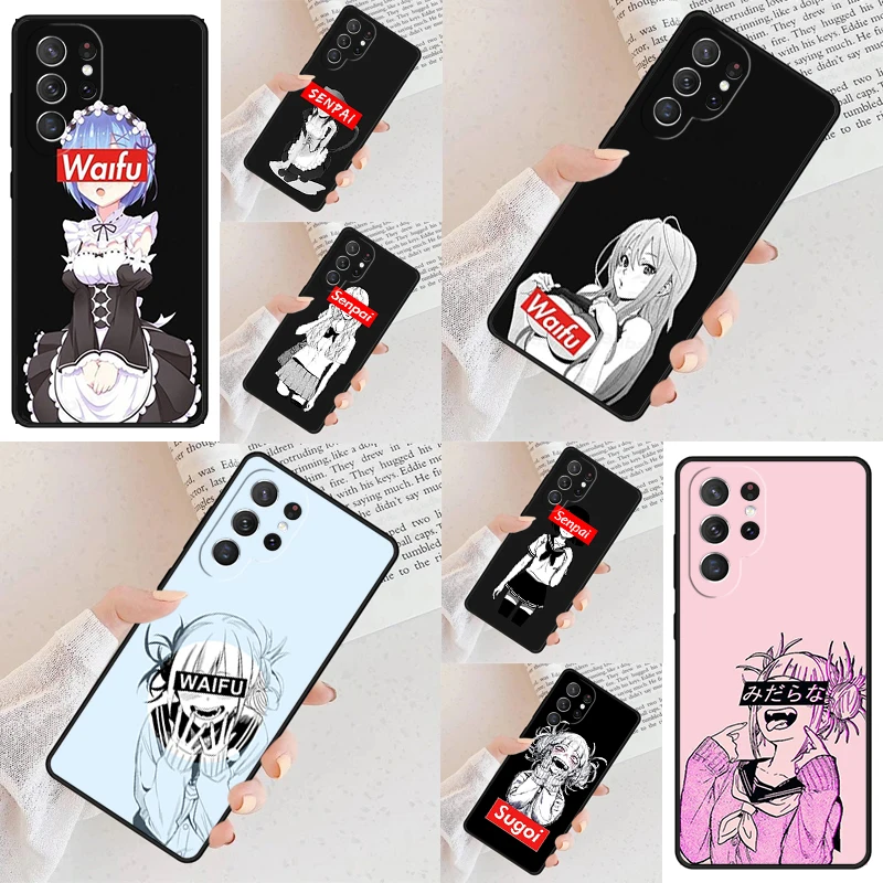 Sugoi Senpai Waifu Telefoon Case Voor Samsung Galaxy S24 S25 S23 S22 S21 Opmerking 10 20 pro S20 Plus FE Ultra lite Cover