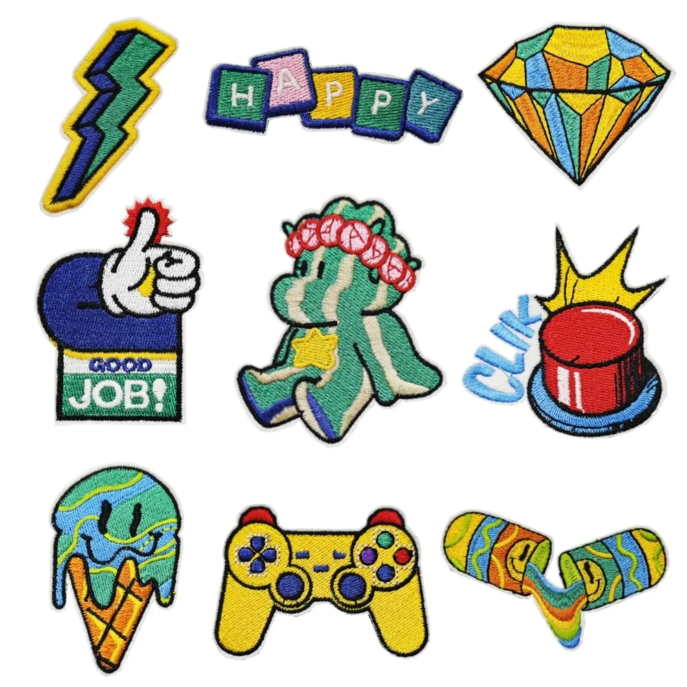 

Cartoon Green Style Game Emblem Clothing Accessories Badge Sticker Embroidered Embroidery Sticker Iron-on Patches