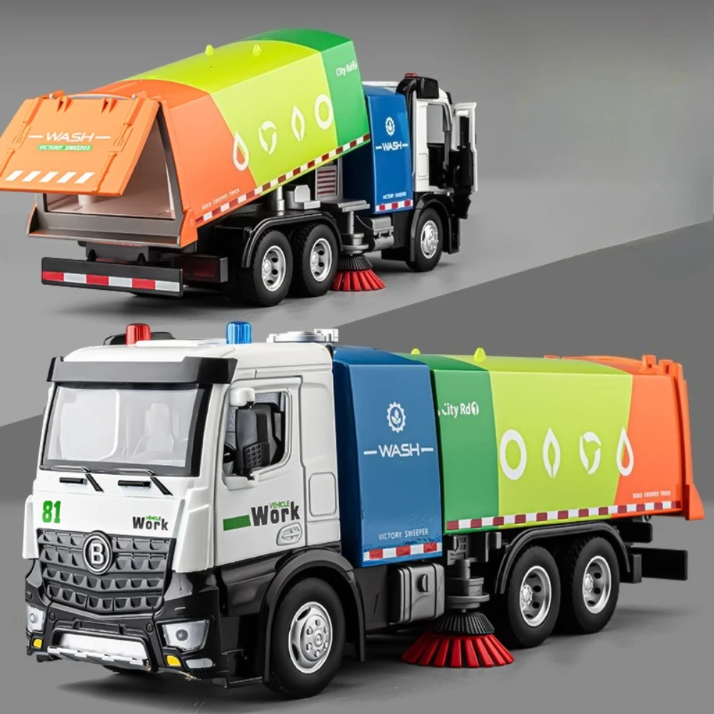 

1:18 большой подметальный автомобиль, модель пожарной машины, игрушка, инерционное вождение, музыкальный светильник, модели с открытой дверью, инженерная коллекция транспортных средств, подарок