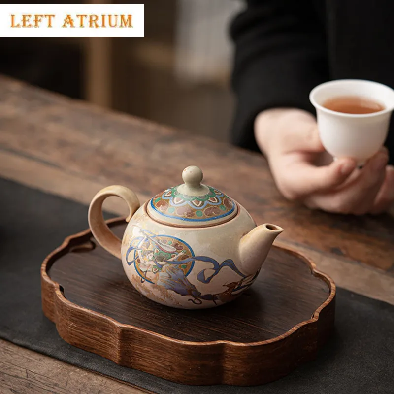 Chinese Exquisite Ceramic Teapot Ball Hole Filter Hand-painted Tea Pot Beauty Tea Infuser Kettle Portable Handmade Tea Set