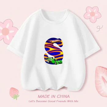 Hot Wheels Cars Summer New Children's Clothing Fashion Boys Short-Sleeved T-Shirts 4-14 Years Old Girls Kids Casual Cotton Tops