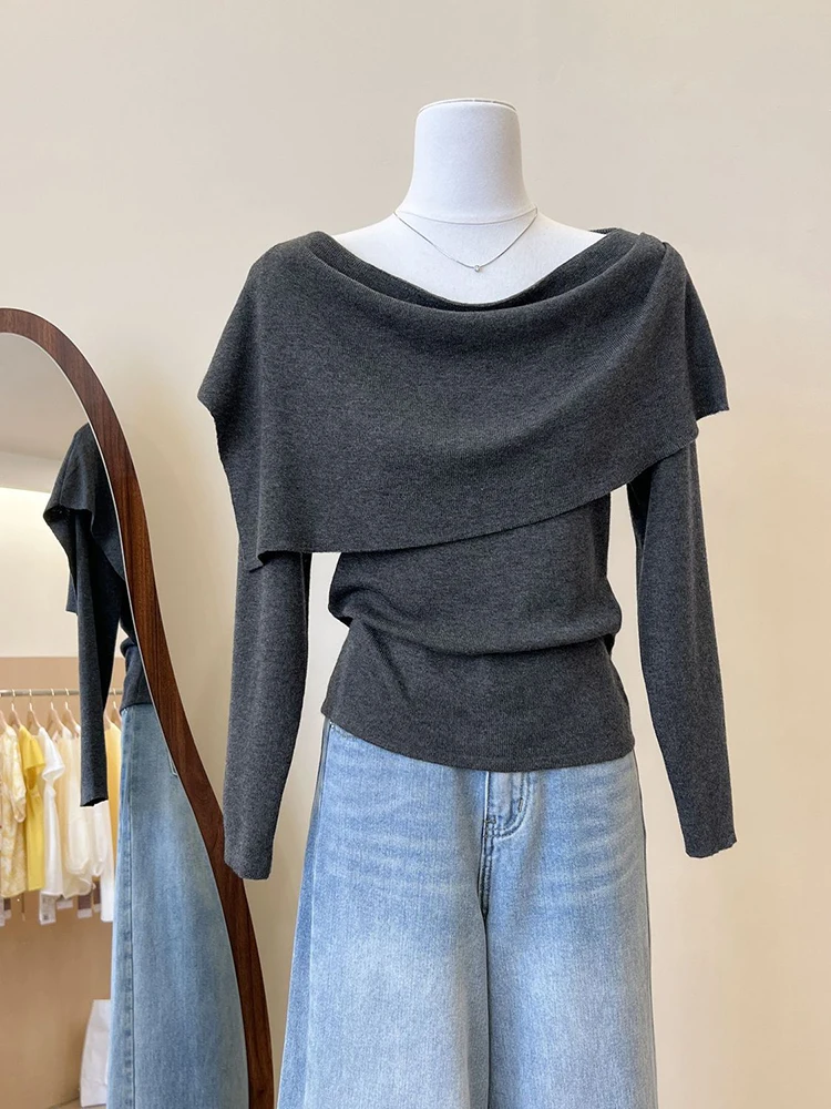 Simple Slim Fit Sweater Women Chic Early Autumn Office Lady Bottoming Pullovers Long Sleeve O Neck Solid Fashion Elegant Jumpers
