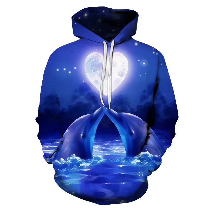 

2021 New 3D Printed Dolphin love Hoodies Men Women Children Long Sleeve Sweatshirt Coat Cool Fashion Streetwear Pullover Tops