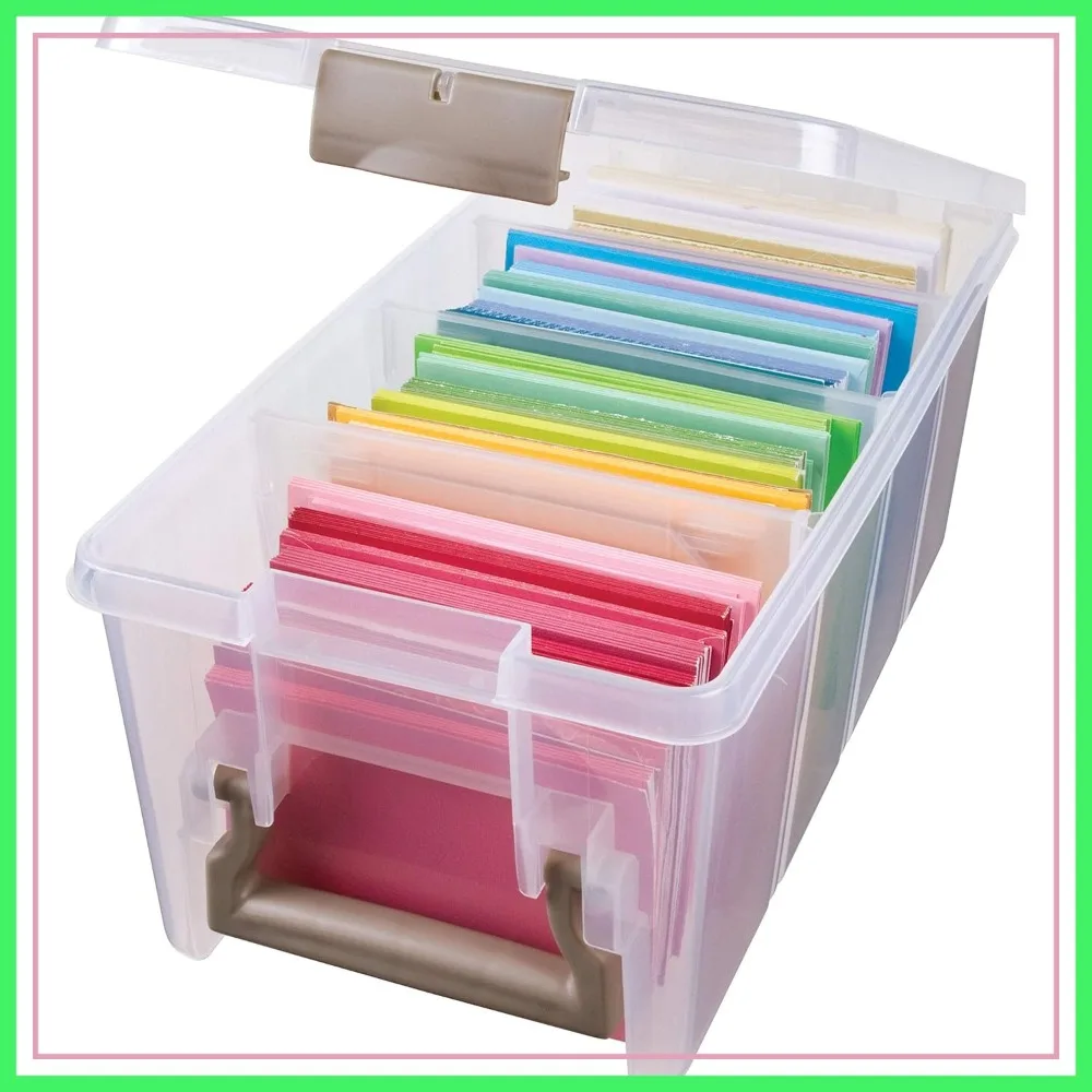 

Portable Craft Organizer with 3 Dividers - Clear Plastic Storage Case for Art & Craft Supplies