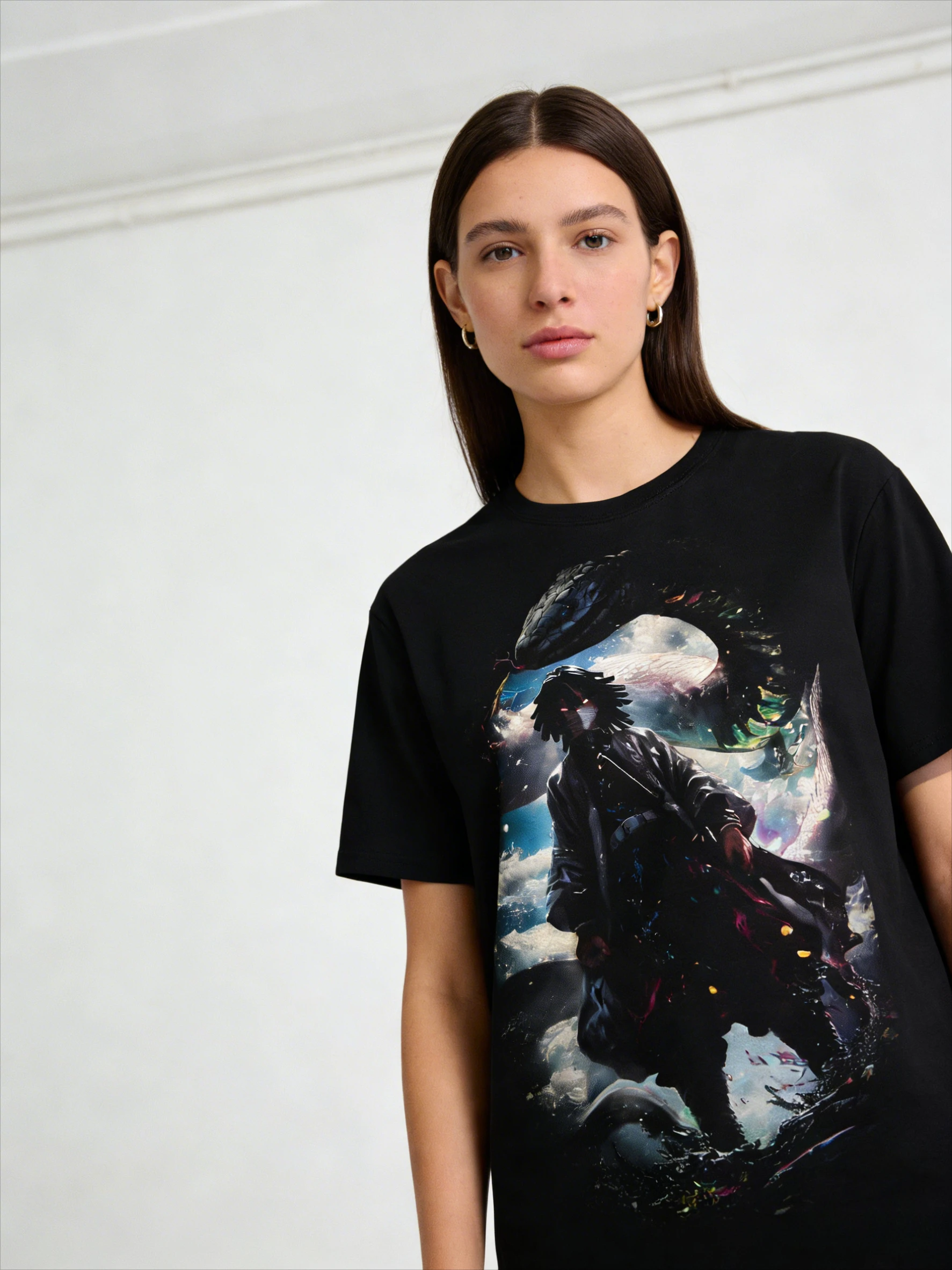 

Свободная посадка, высококачественная хлопковая футболка «Убийца демонов», Inosuke Hashibira, двойные мечи, синий, фиолетовый, маска кабана со змеей, динамический принт