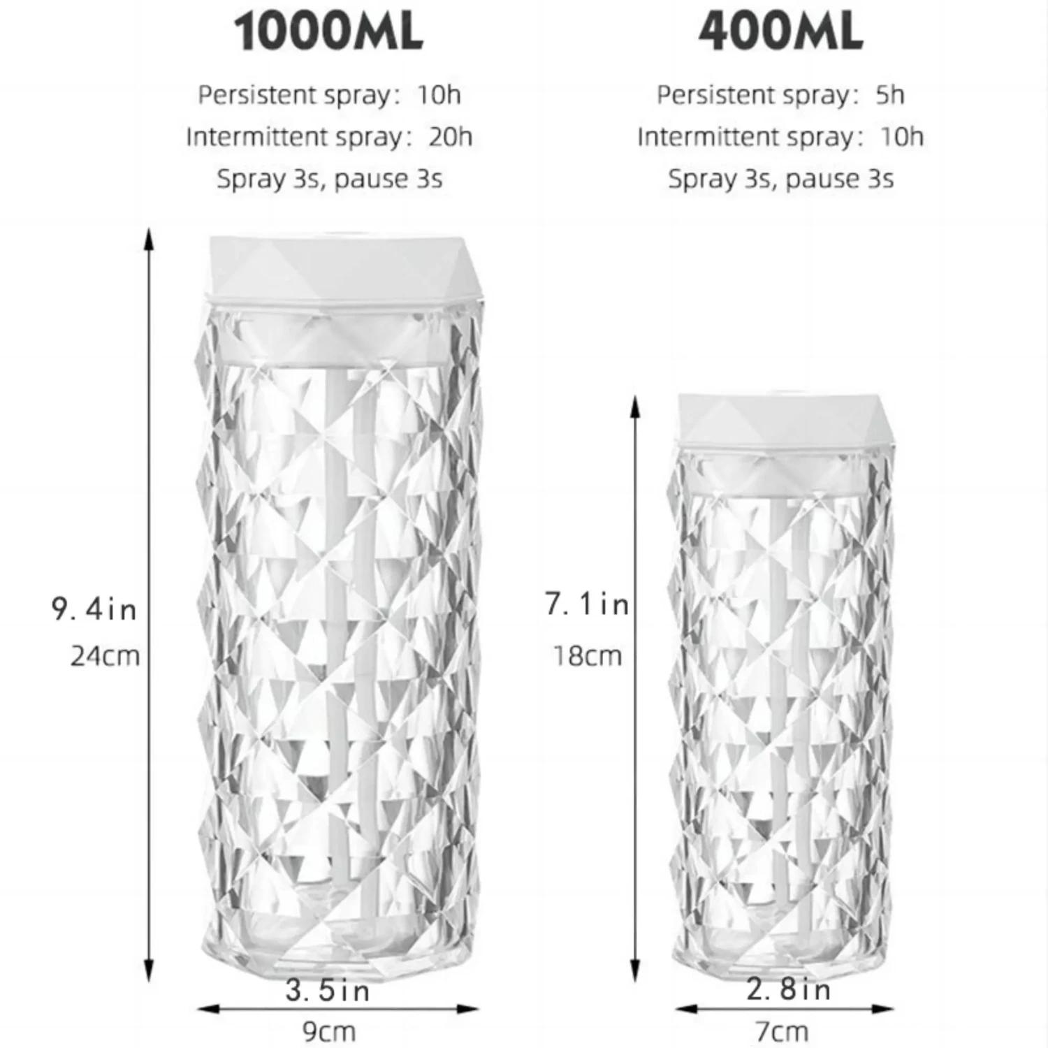 Pelembap udara bening kristal pengisi daya USB 2023 penyebar minyak esensial lampu meja mesin aromaterapi Desktop dengan 7 warna