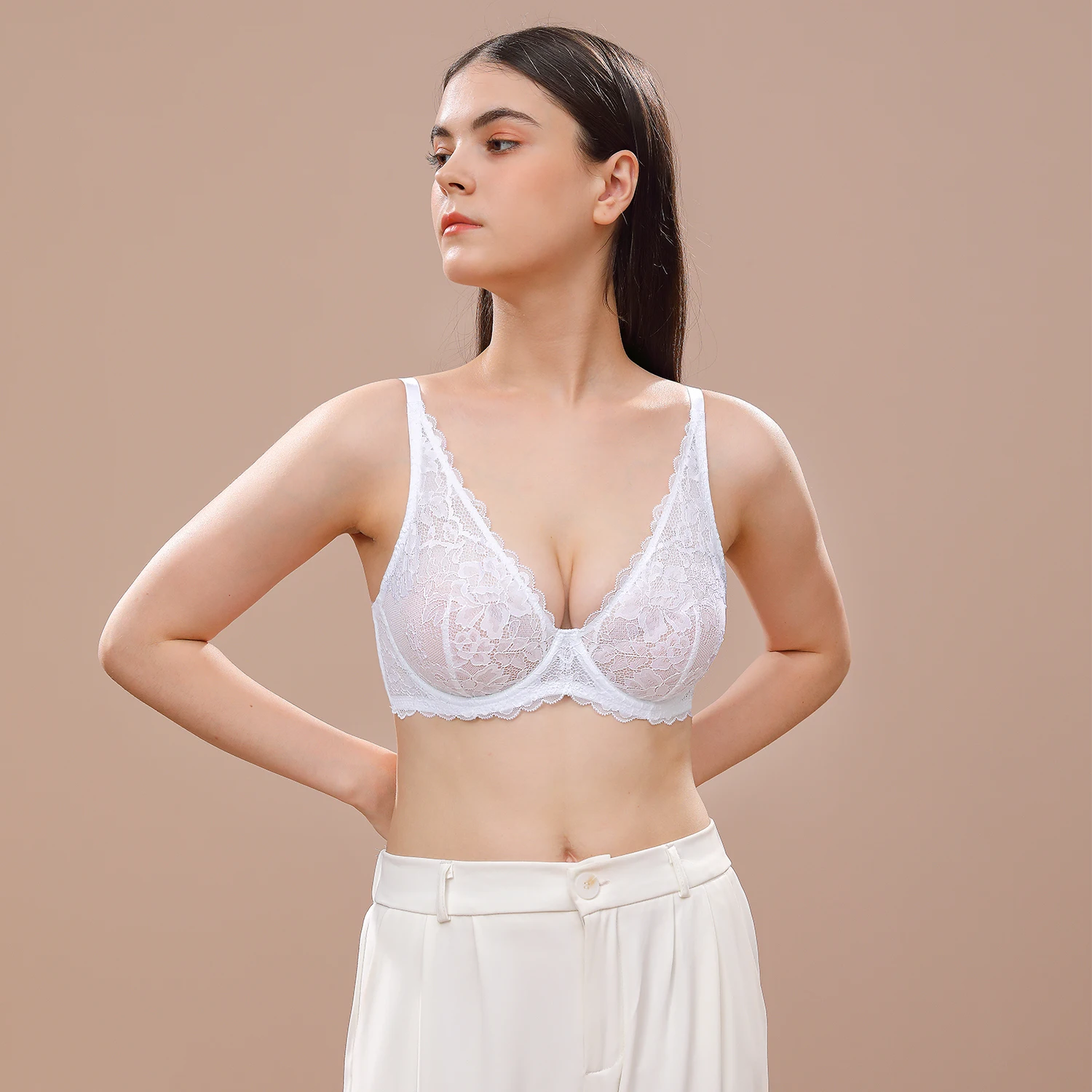 Wingslove Full coverage Lace flower bra Minimizer Large cup Non-Padded Embroidery For Female Sexy Lingerie A-F