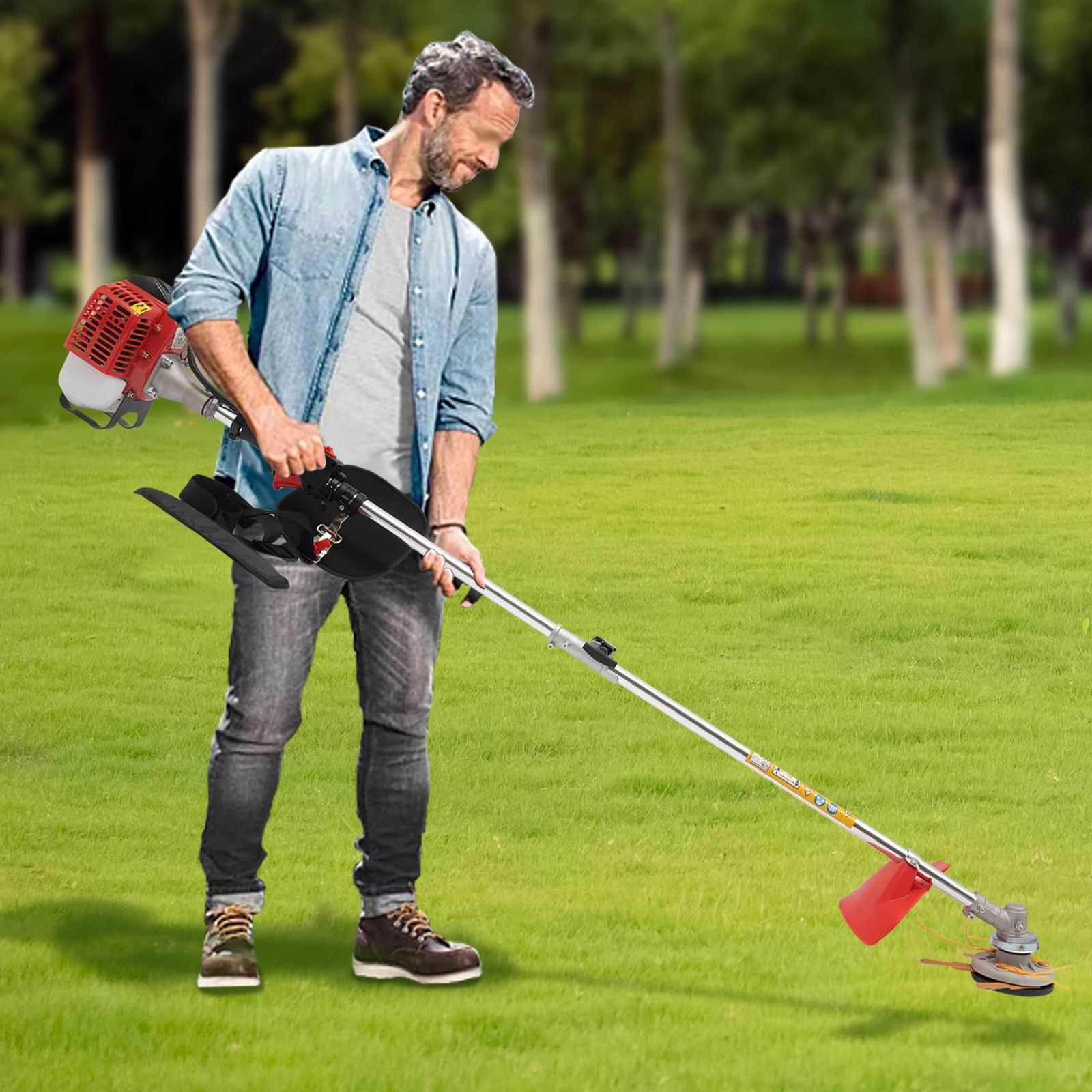 26cc Weed Wacker Gasoline Power Source, 2 Blade Heads, 33.8 oz Large Fuel Tank for Agriculture Forestry Landscaping Urban