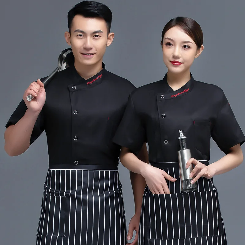 Hotel Chef Uniform Baby Boy and Girl Summer Short Sleeve Thin Breathable Sweat Absorbing White Canteen Kitchen Staff Work Clothe