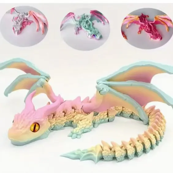 

30cm New 3D Printed Wyvern Dragon with Wings Simulation Model Gift Articulated Dragons Fidget Dragons Desktop Ornaments